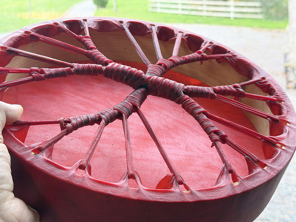 14" Buffalo Shamanic Drum Two Way Spiral Lace
