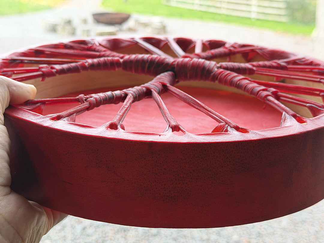 14" Buffalo Shamanic Drum Two Way Spiral Lace