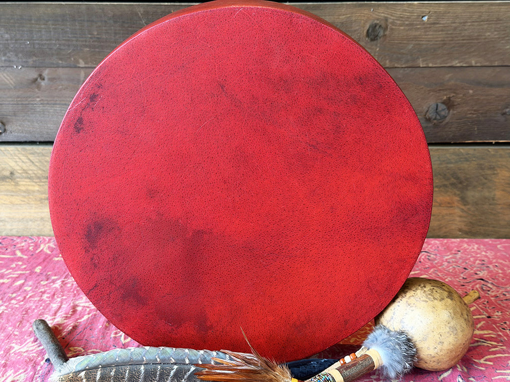 16" Buffalo Shamanic Drum Ankh Lace