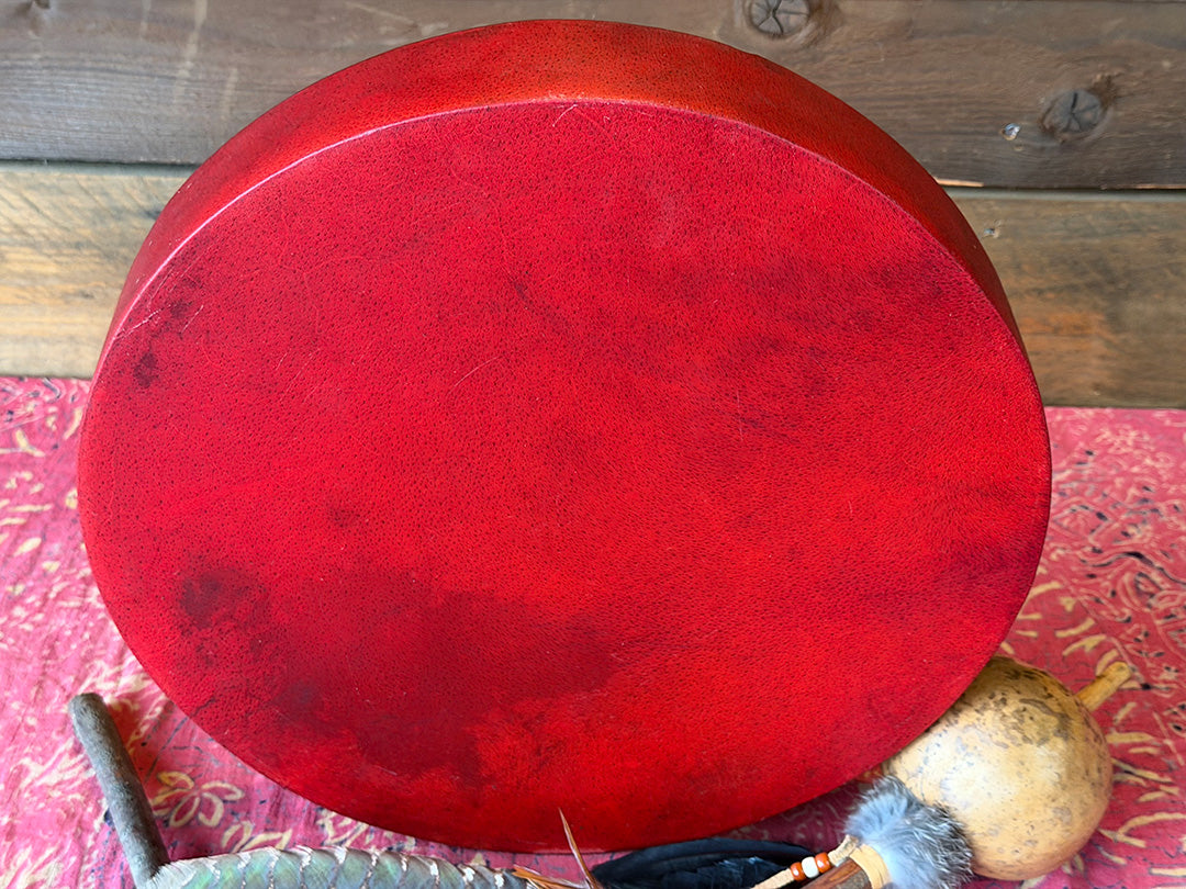 16" Buffalo Shamanic Drum Ankh Lace