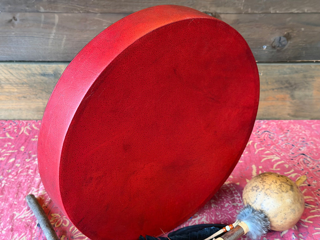 16" Buffalo Shamanic Drum Ankh Lace