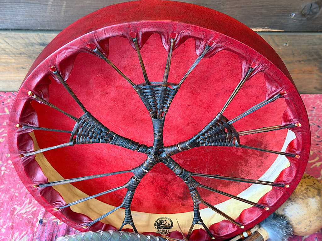 16" Buffalo Shamanic Drum Ankh Lace