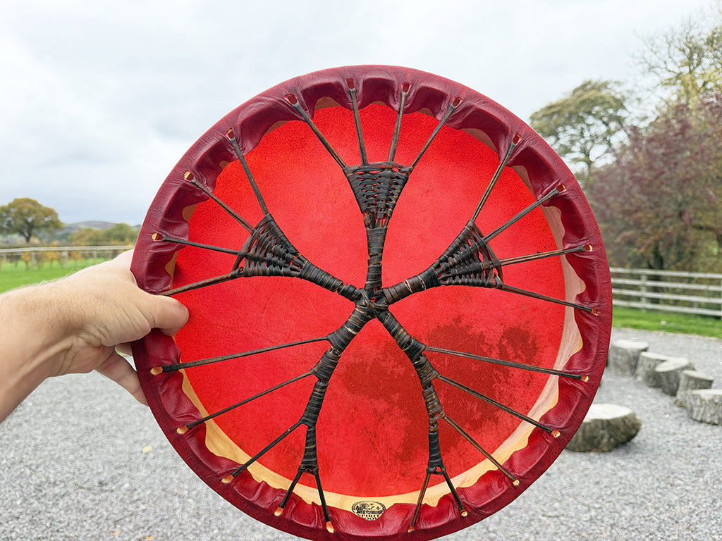 16" Buffalo Shamanic Drum Ankh Lace