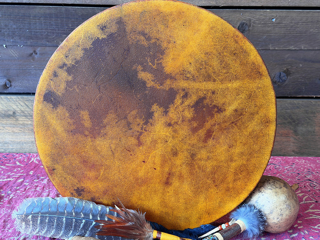 16" Buffalo Shamanic Drum Spiral Spread Lace