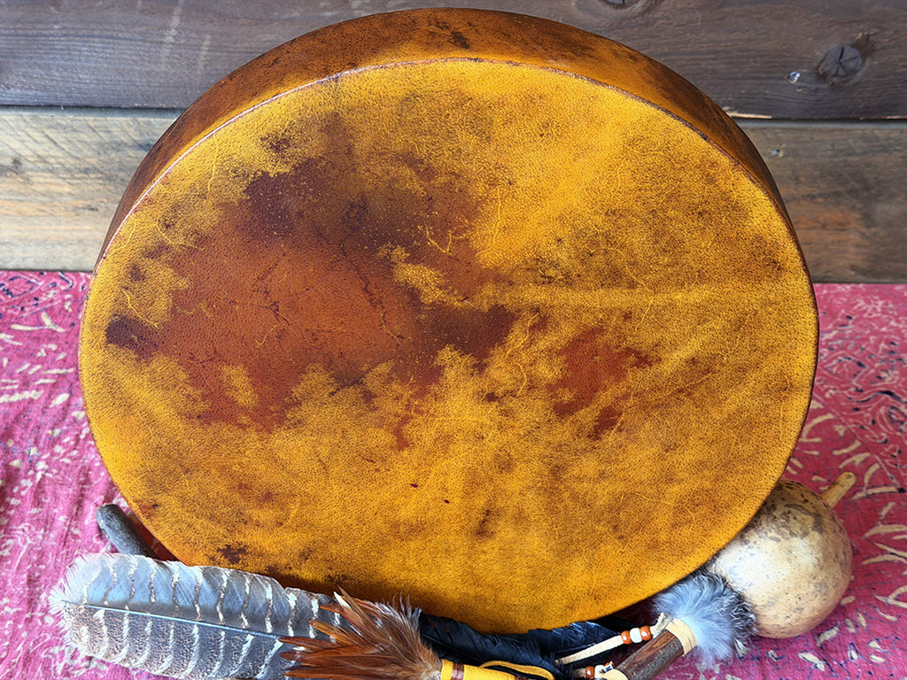 16" Buffalo Shamanic Drum Spiral Spread Lace