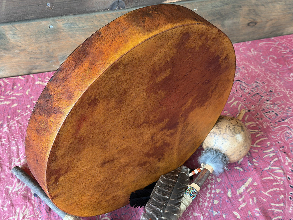 16" Buffalo Shamanic Drum Spiral Spread Lace