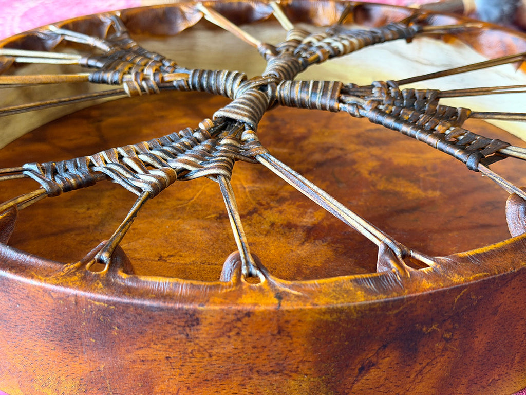 16" Buffalo Shamanic Drum Spiral Spread Lace