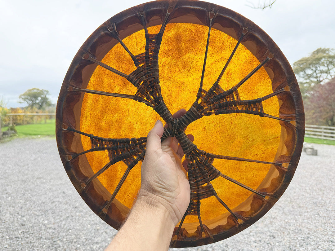 16" Buffalo Shamanic Drum Spiral Spread Lace