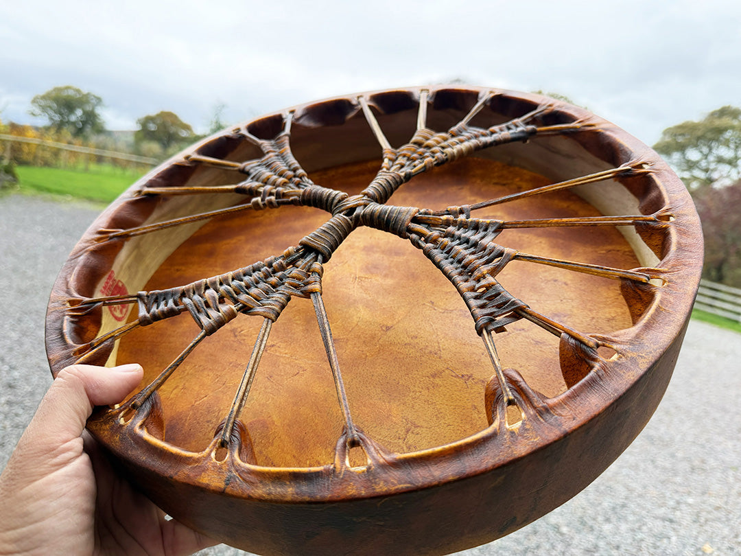 16" Buffalo Shamanic Drum Spiral Spread Lace