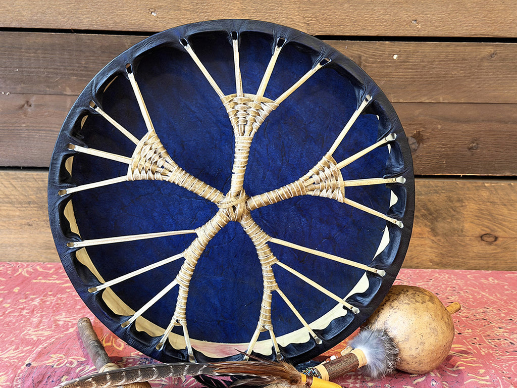 16" Buffalo Shamanic Drum Ankh Lace