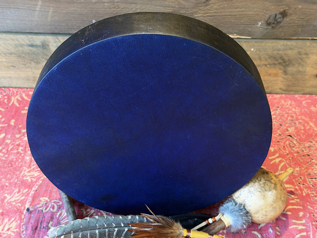 16" Buffalo Shamanic Drum Ankh Lace