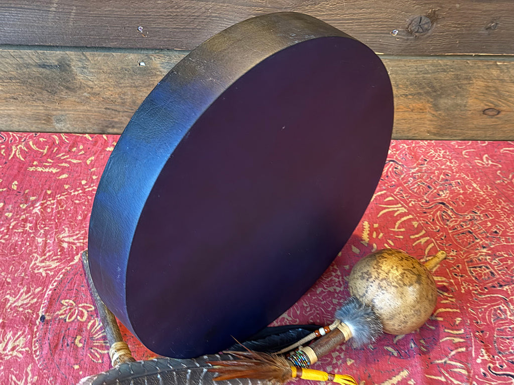 16" Buffalo Shamanic Drum Ankh Lace