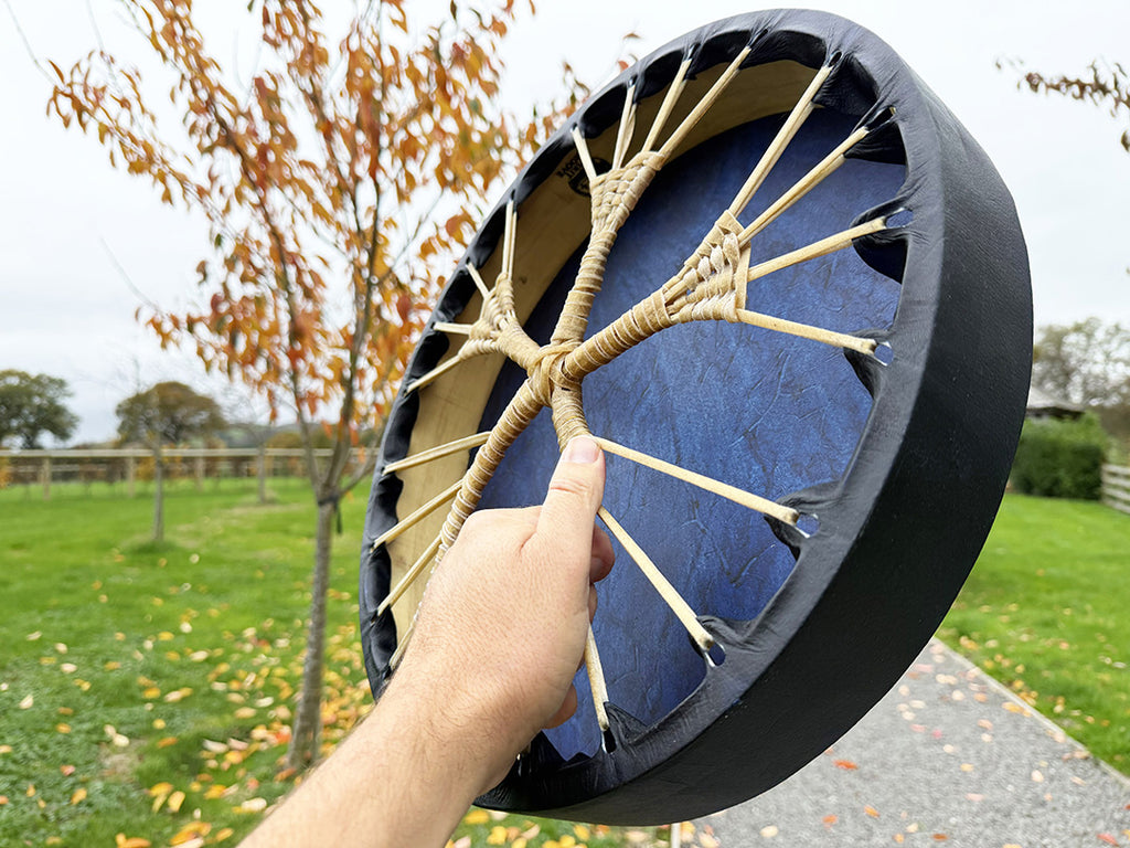 16" Buffalo Shamanic Drum Ankh Lace