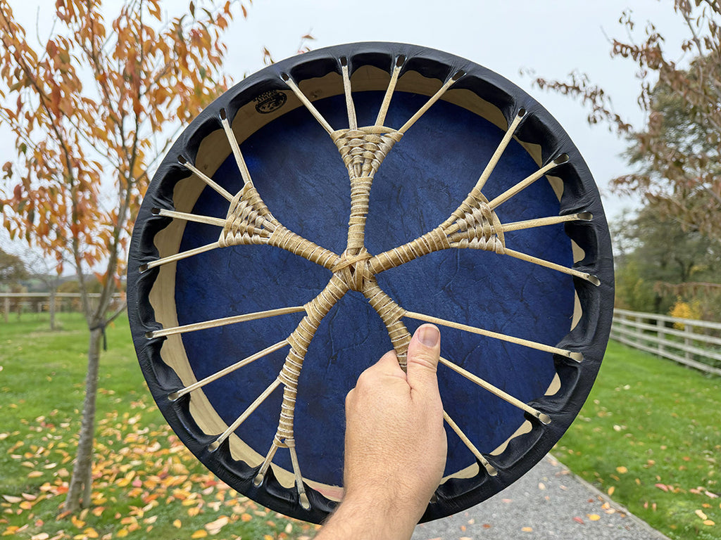 16" Buffalo Shamanic Drum Ankh Lace