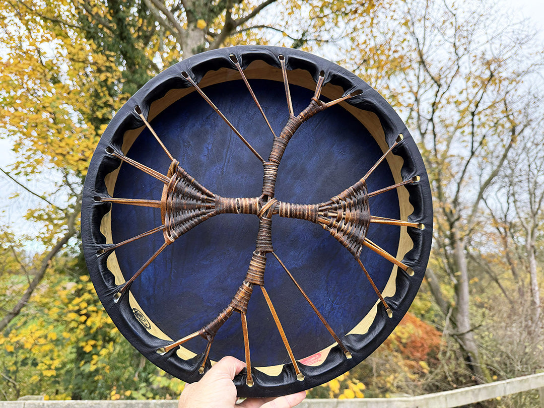 16" Buffalo Shamanic Drum Hybrid Spiral Cross