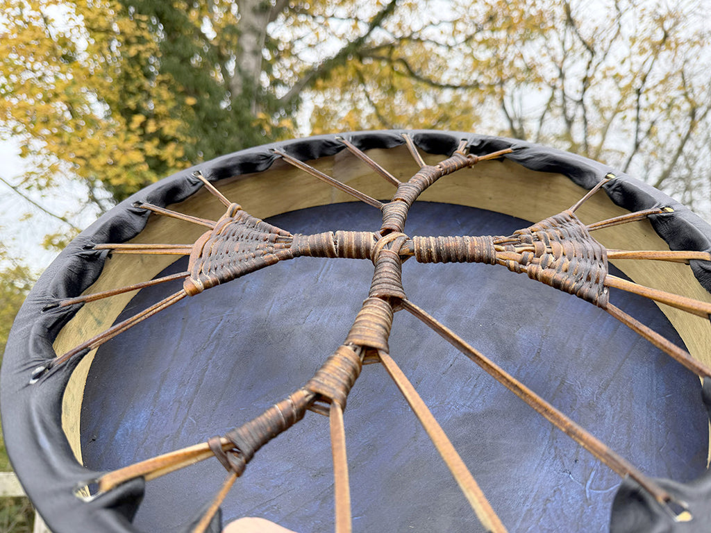 16" Buffalo Shamanic Drum Hybrid Spiral Cross