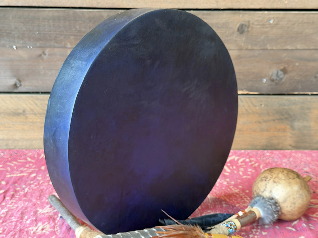 16" Buffalo Shamanic Drum Hybrid Spiral Cross