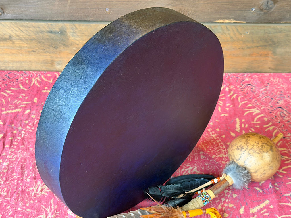 16" Buffalo Shamanic Drum Hybrid Spiral Cross