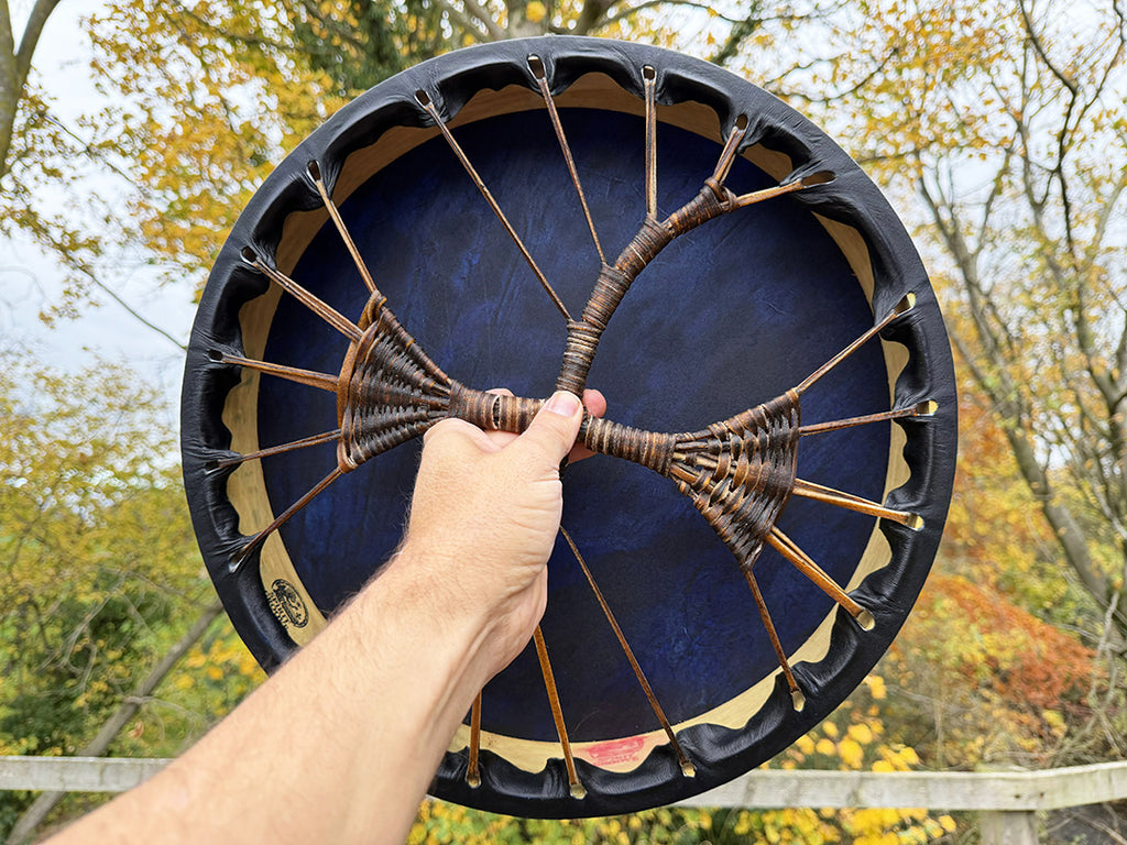 16" Buffalo Shamanic Drum Hybrid Spiral Cross