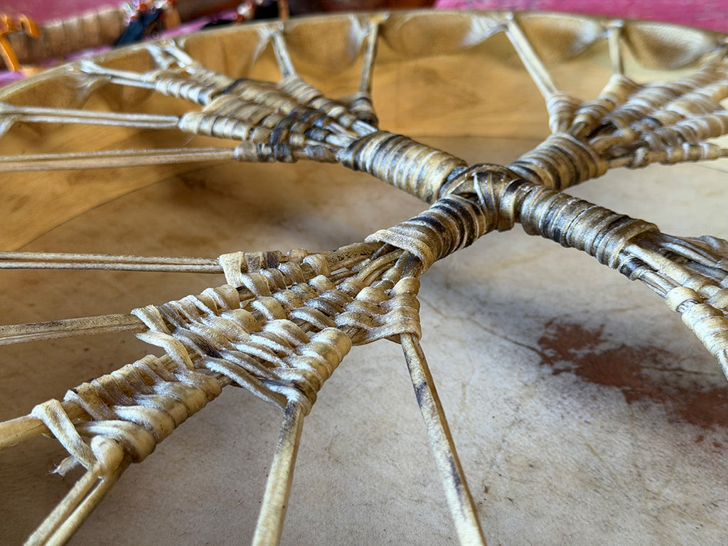 18" Buffalo Shamanic Drum Four Palm Lace