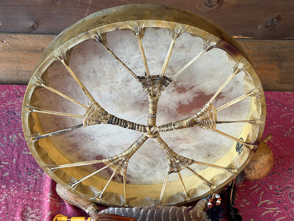 18" Buffalo Shamanic Drum Five Way Cross