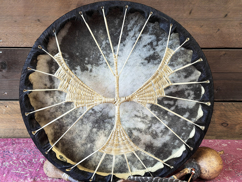 18" Buffalo Shamanic Drum Falcon Lace