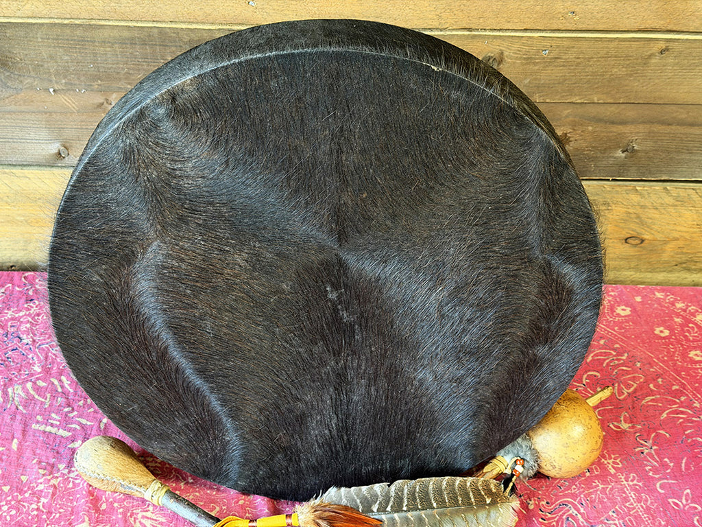 18" Buffalo Shamanic Drum Falcon Lace