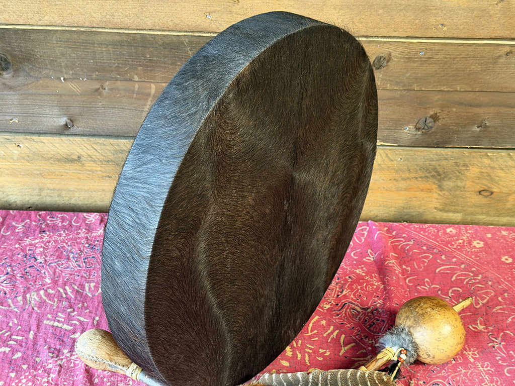 18" Buffalo Shamanic Drum Falcon Lace
