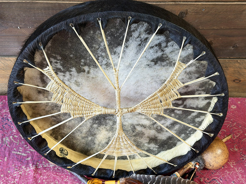 18" Buffalo Shamanic Drum Falcon Lace