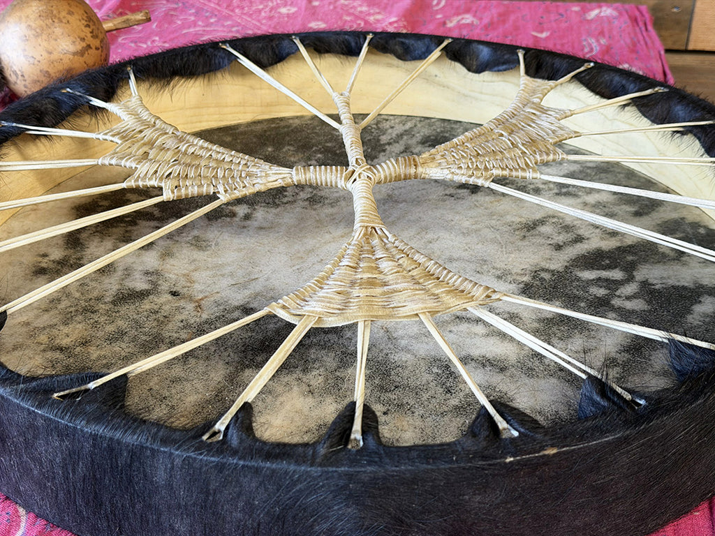 18" Buffalo Shamanic Drum Falcon Lace