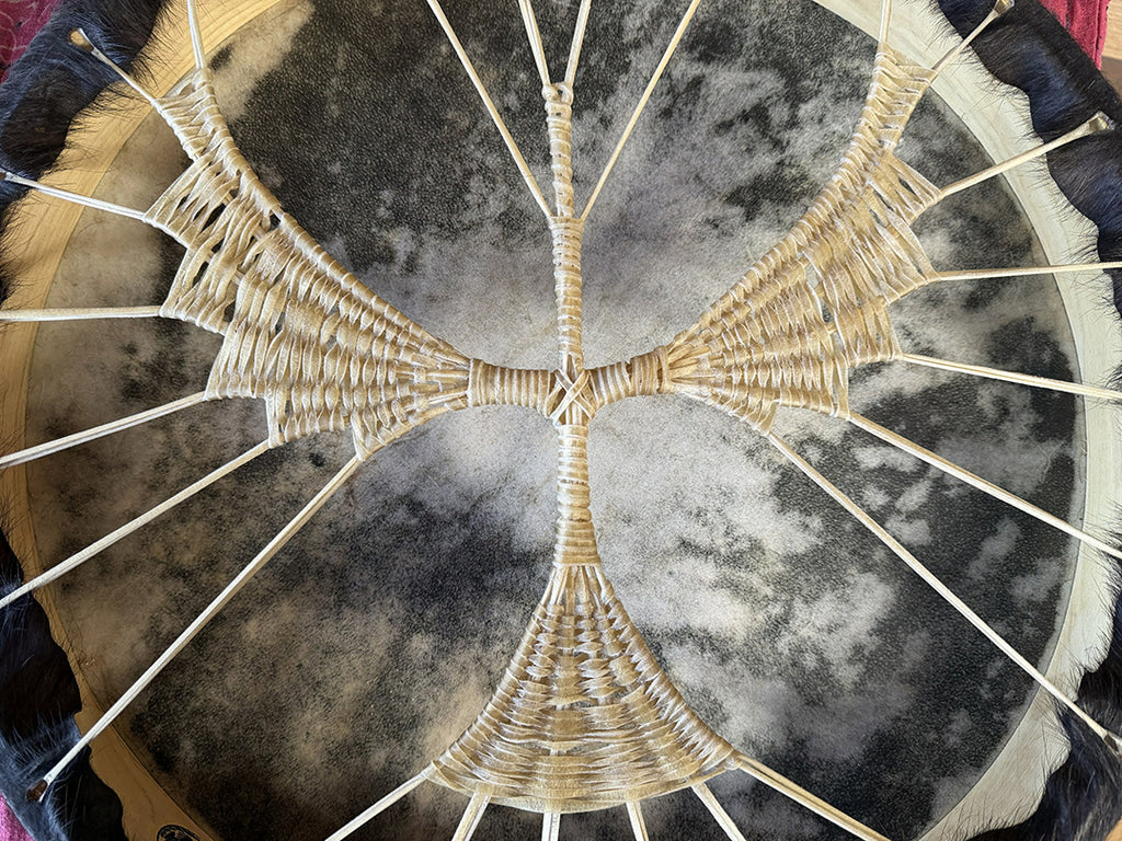18" Buffalo Shamanic Drum Falcon Lace
