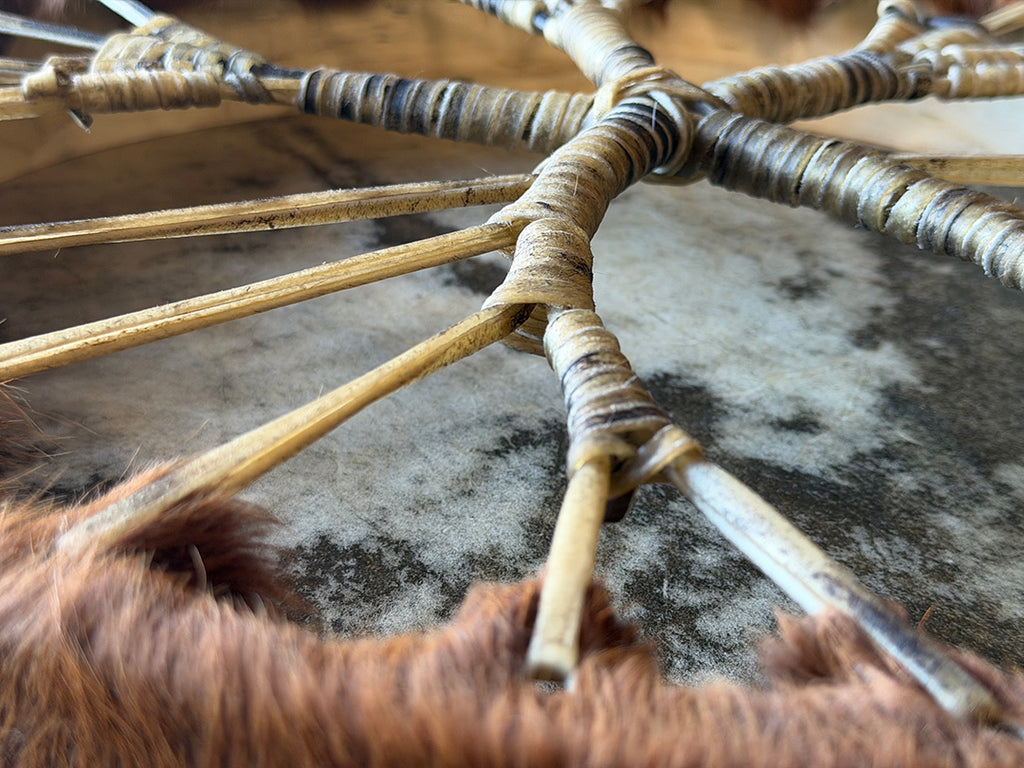 18" Cow Shamanic Drum Ankh Lace