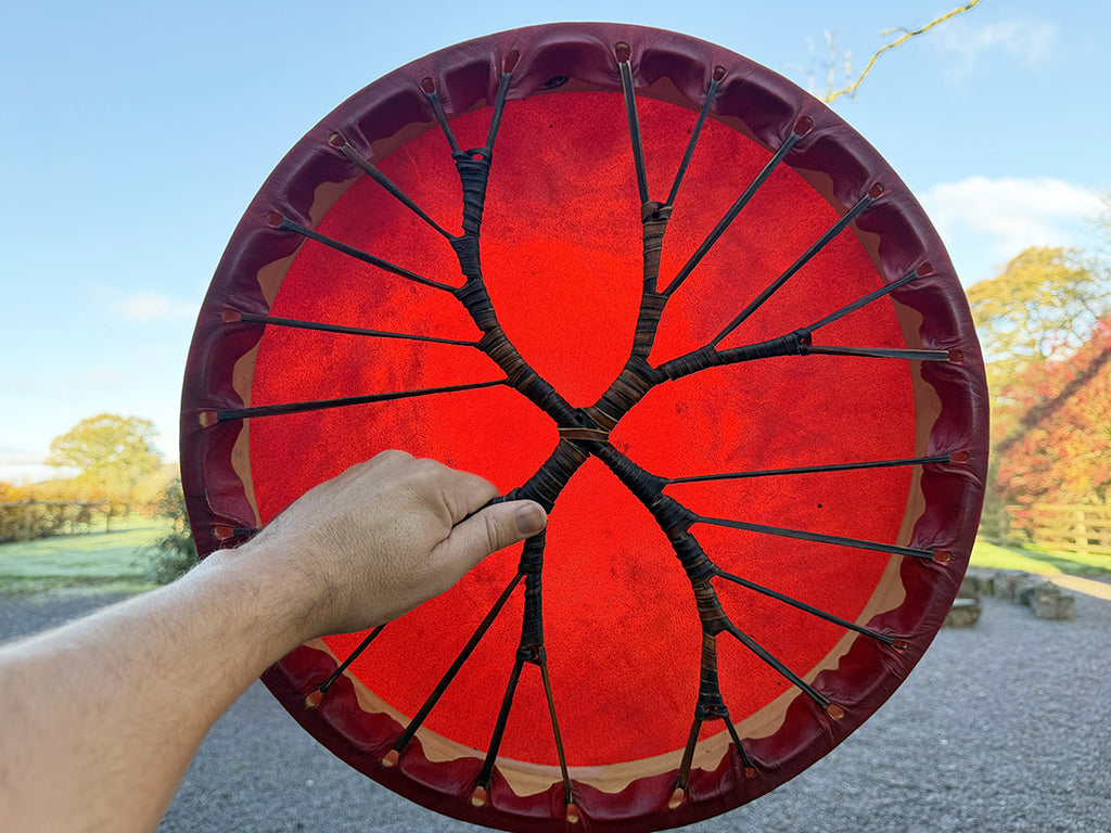 18" Buffalo Shamanic Drum Two Way Spiral Lace