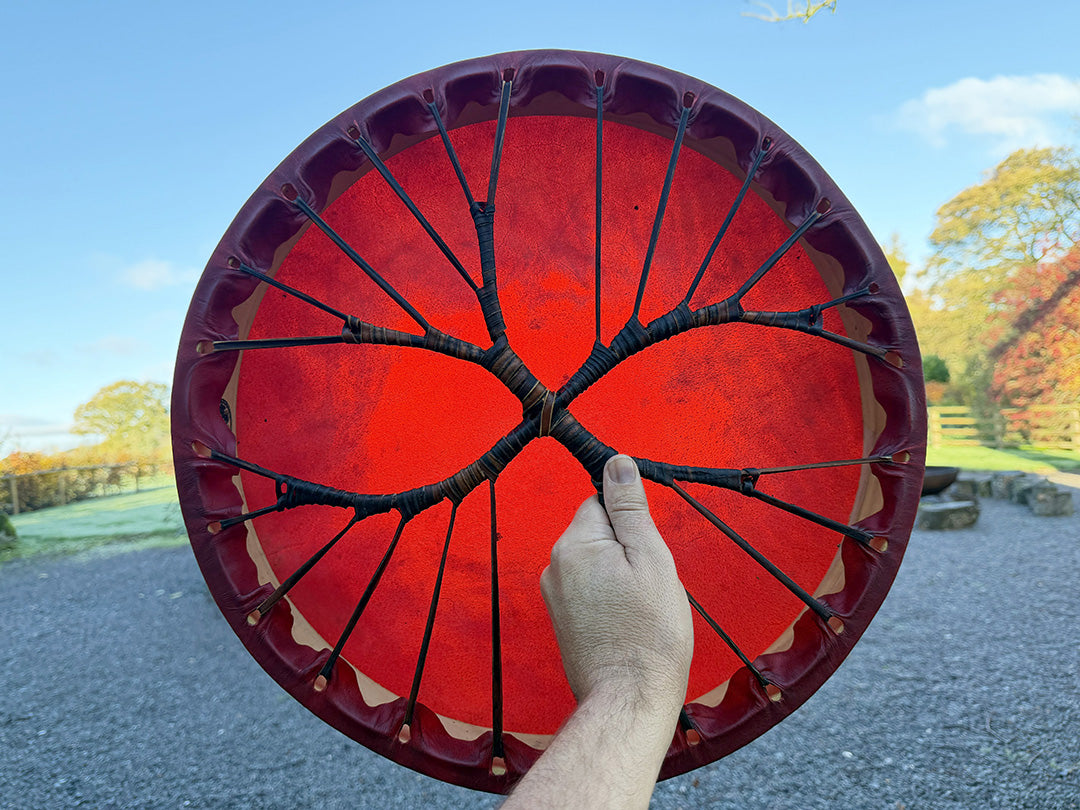 18" Buffalo Shamanic Drum Two Way Spiral Lace