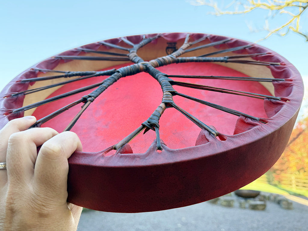 18" Buffalo Shamanic Drum Two Way Spiral Lace