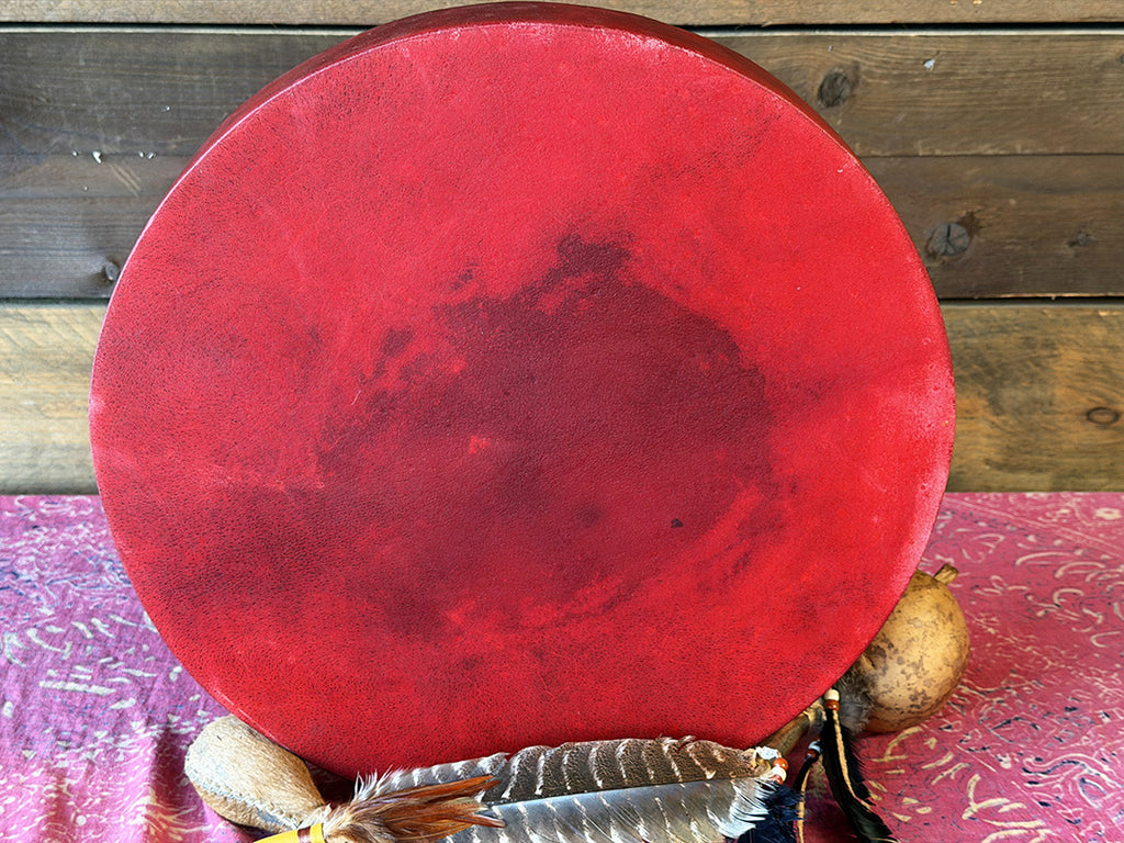 18" Buffalo Shamanic Drum Two Way Spiral Lace