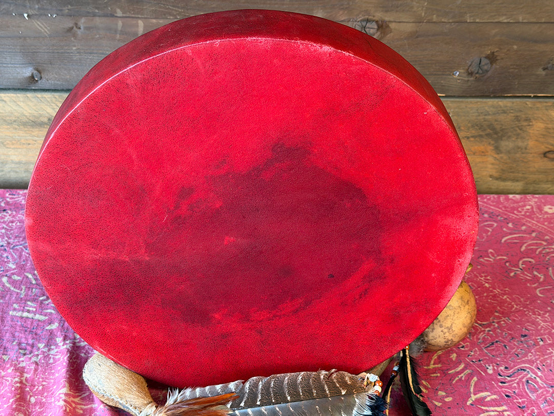 18" Buffalo Shamanic Drum Two Way Spiral Lace