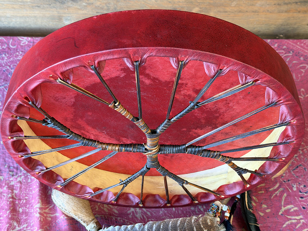 18" Buffalo Shamanic Drum Two Way Spiral Lace