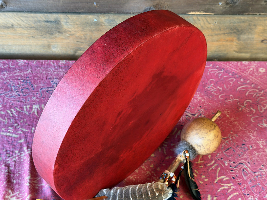 18" Buffalo Shamanic Drum Two Way Spiral Lace