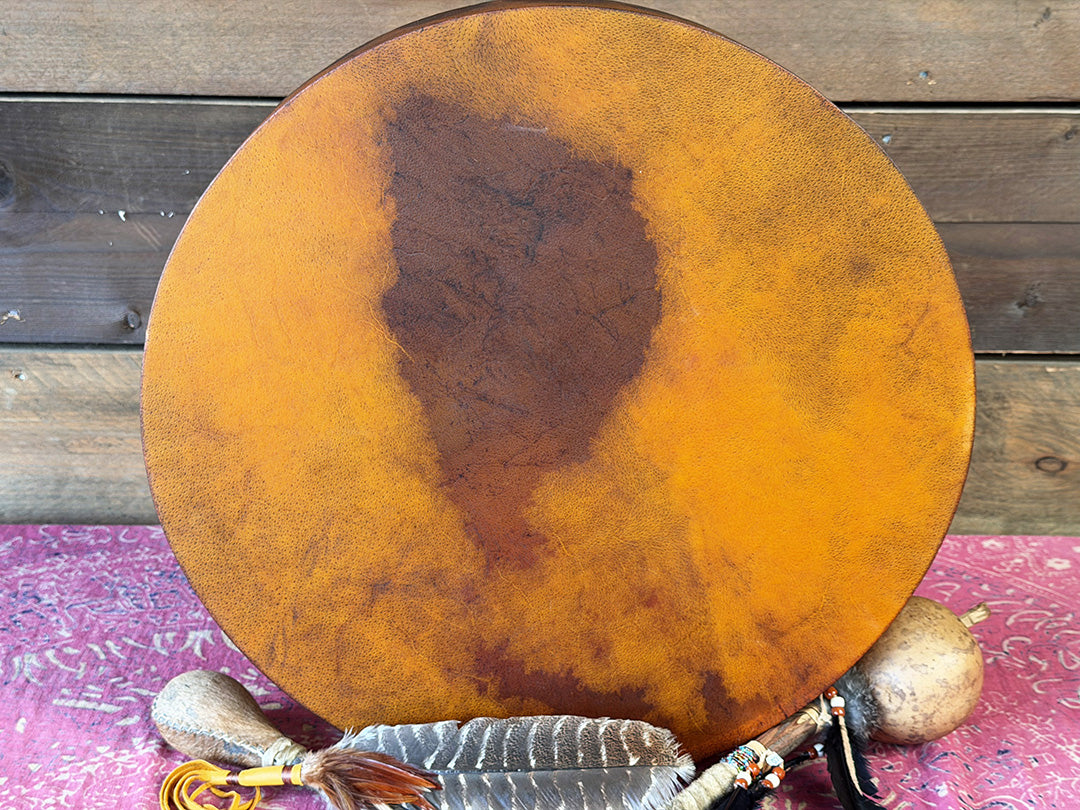 20" Buffalo Shamanic Drum Ankh Lace