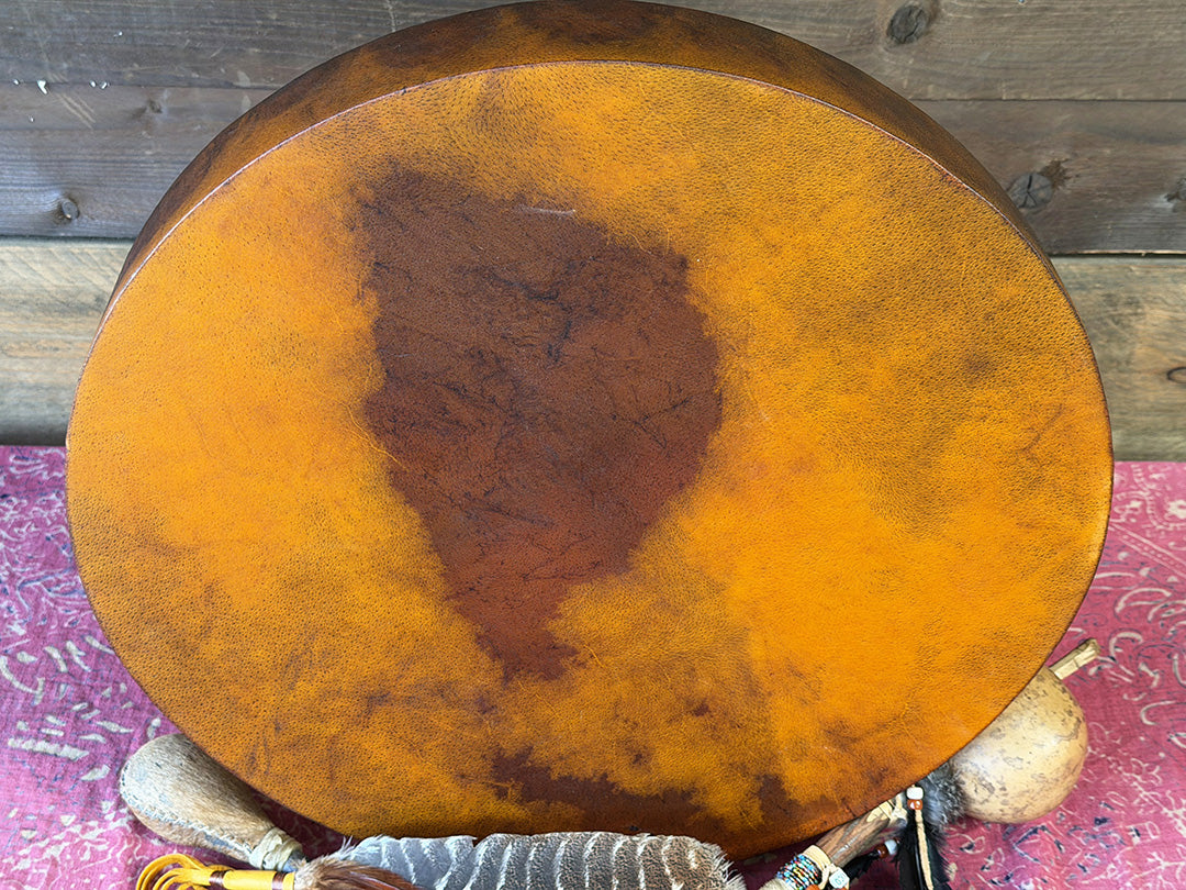 20" Buffalo Shamanic Drum Ankh Lace