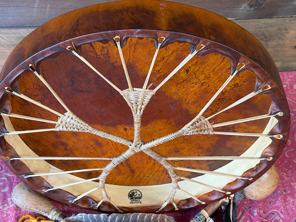 20" Buffalo Shamanic Drum Ankh Lace