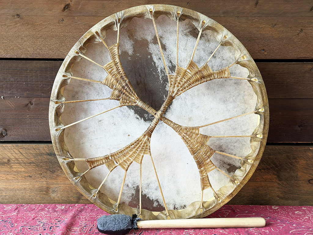 20" Buffalo Shamanic Drum Spiral Spread Lace