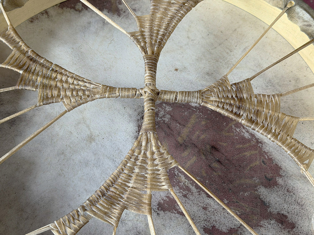 20" Buffalo Shamanic Drum Spiral Spread Lace