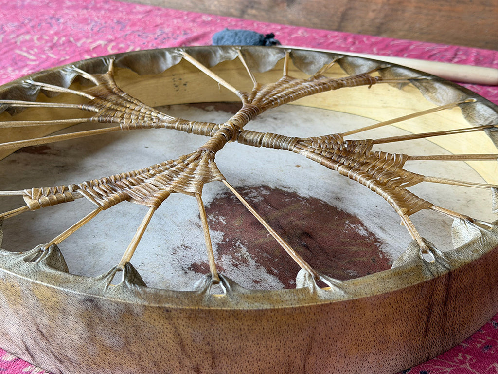 20" Buffalo Shamanic Drum Spiral Spread Lace