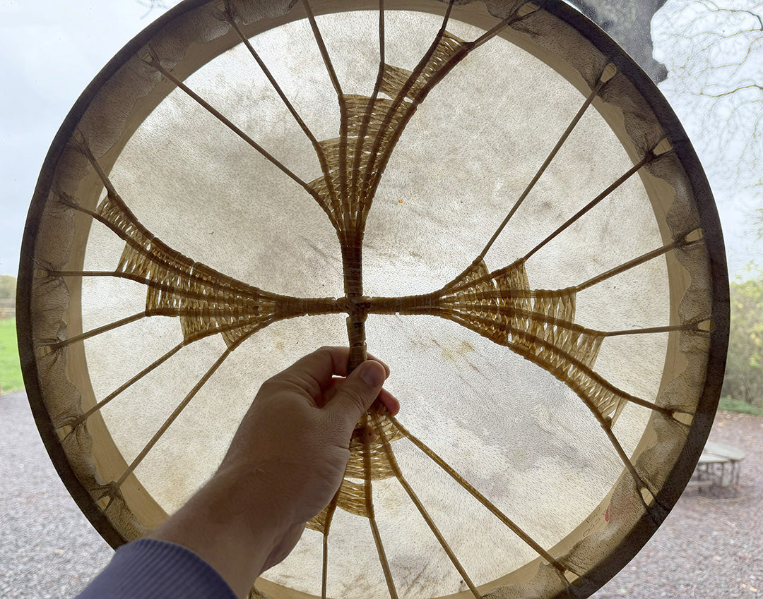 20" Buffalo Shamanic Drum Spiral Spread Lace