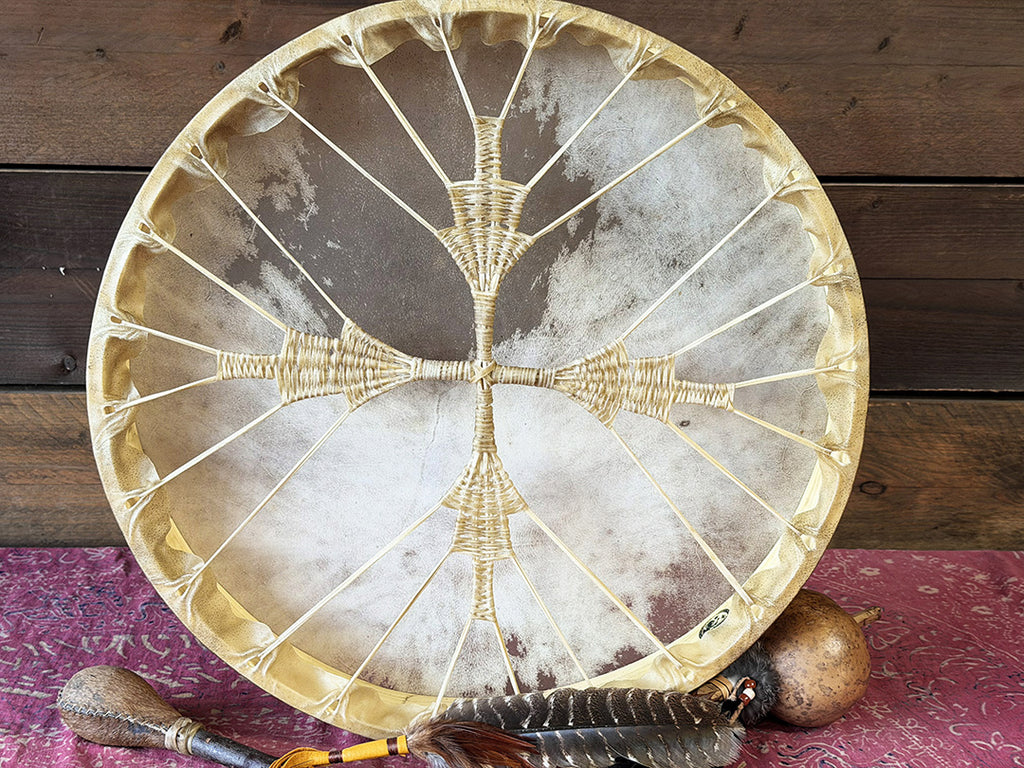 22" Buffalo Shamanic Drum Four Palm Lace