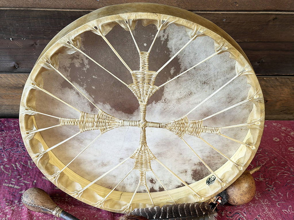 22" Buffalo Shamanic Drum Four Palm Lace