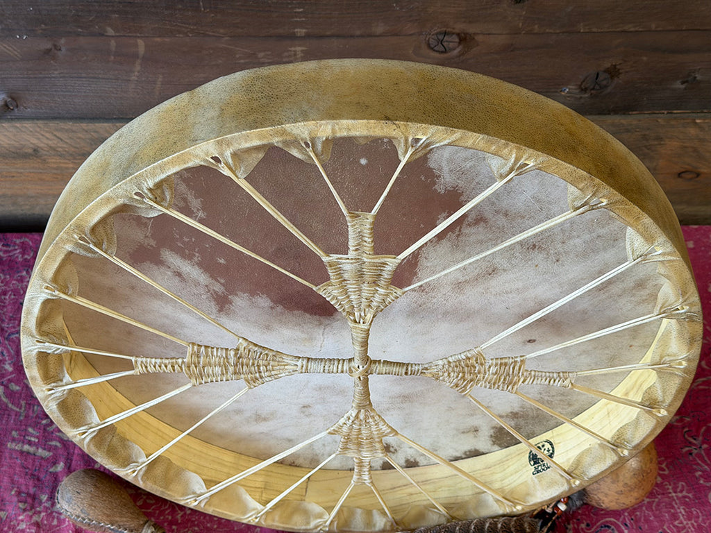 22" Buffalo Shamanic Drum Four Palm Lace