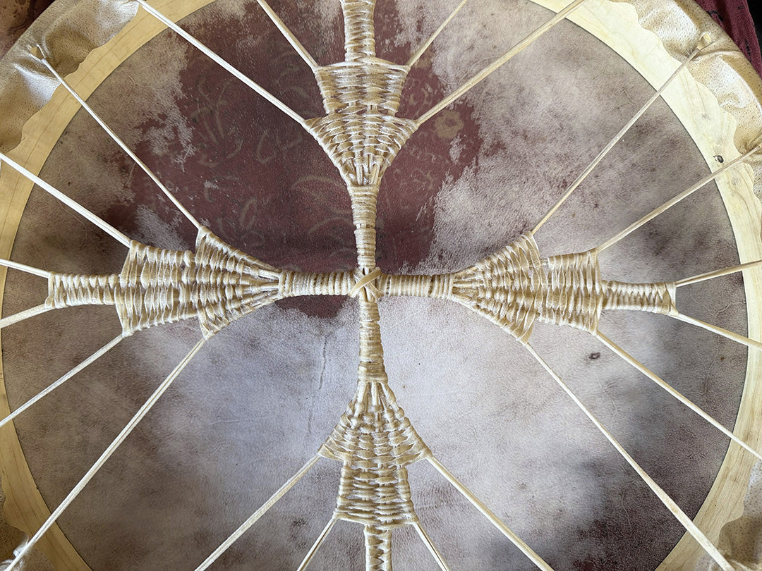22" Buffalo Shamanic Drum Four Palm Lace